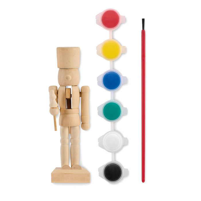 Schilderset met notenkrakerfiguur van hout, hout