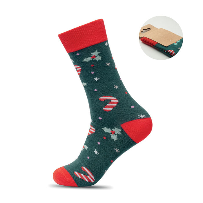 Paar sokken met kerstmotief, groen