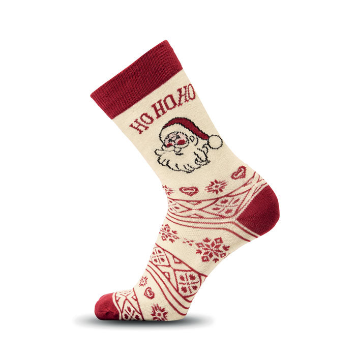 Paar sokken met kerstmotief, beige