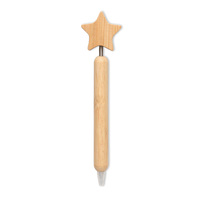 Bamboe balpen met sterdetail, hout