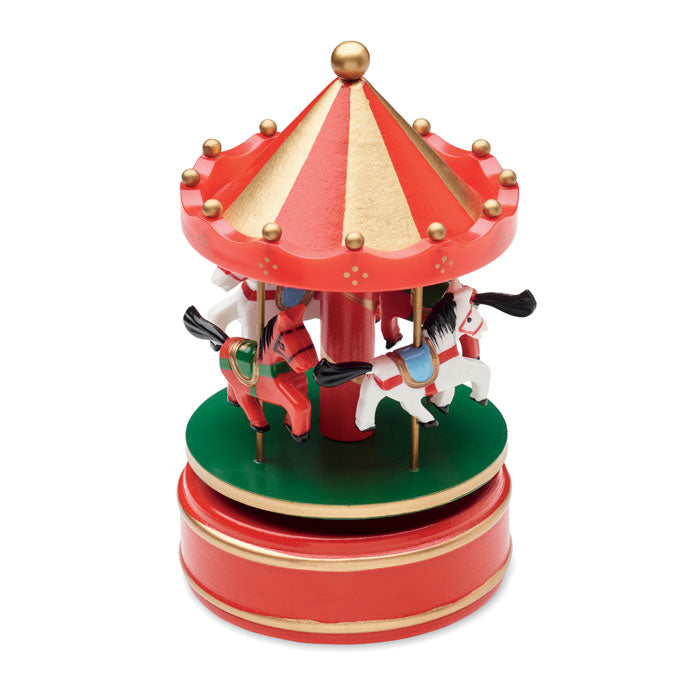 Mini muziekdoos carrousel met kerstmelodie, multicolour