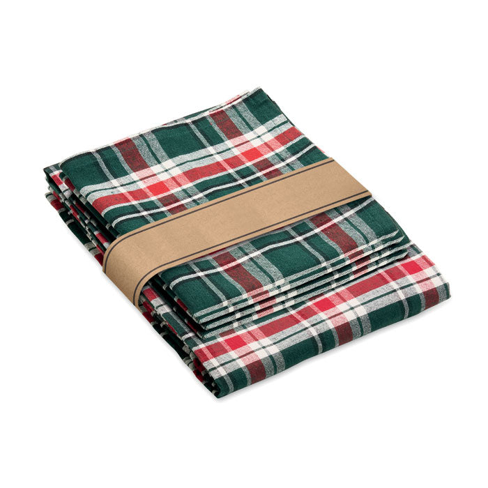 Geruit tafelkleed met 4 servetten, katoen, multicolour
