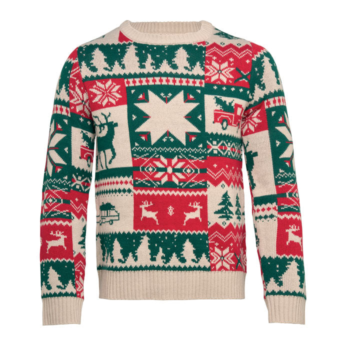 Gebreide kersttrui, beige