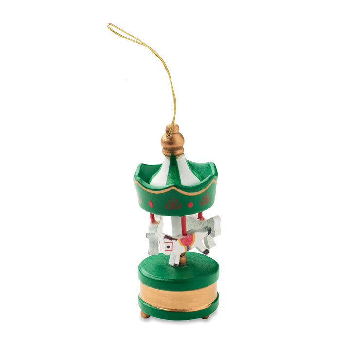 Houten carrousel ornament om op te hangen, groen