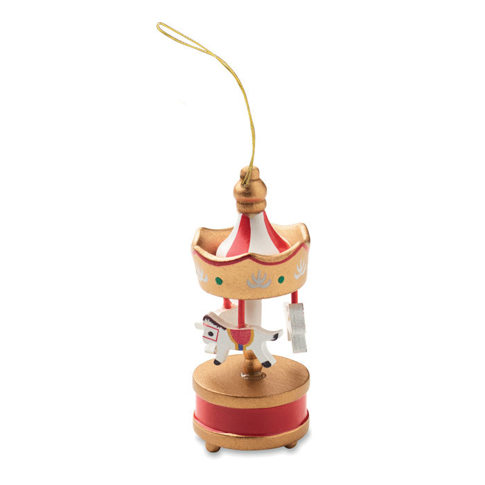 Houten carrousel ornament om op te hangen, goud