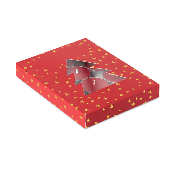Set van 12 theelichtjes met kaneelgeur, rood