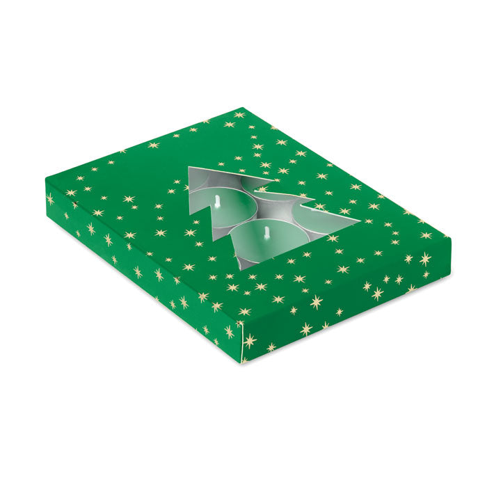 Set van 12 theelichtjes met kaneelgeur, groen