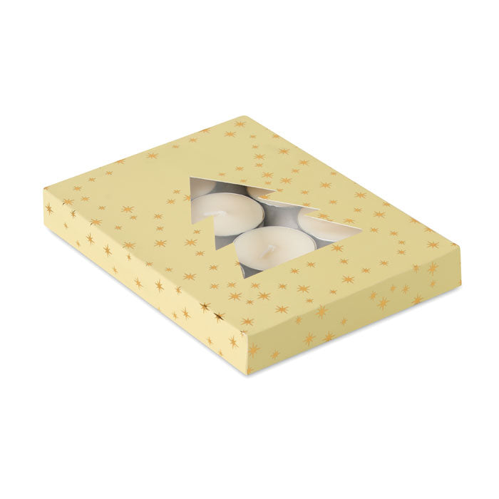 Set van 12 theelichtjes met kaneelgeur, beige