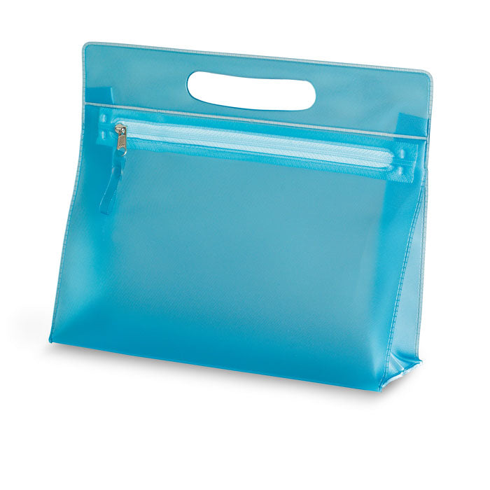 Transparante toilettas van PVC, blauw