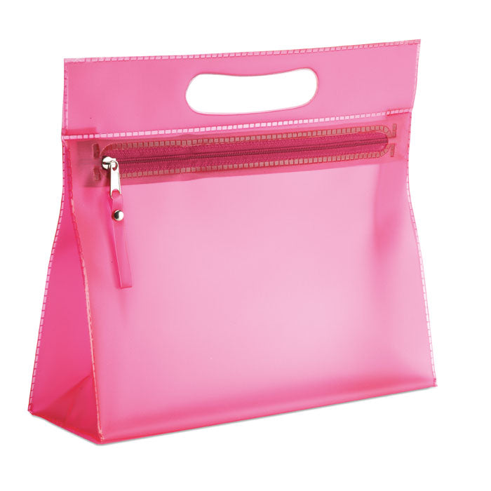Transparante toilettas van PVC, fuchsia
