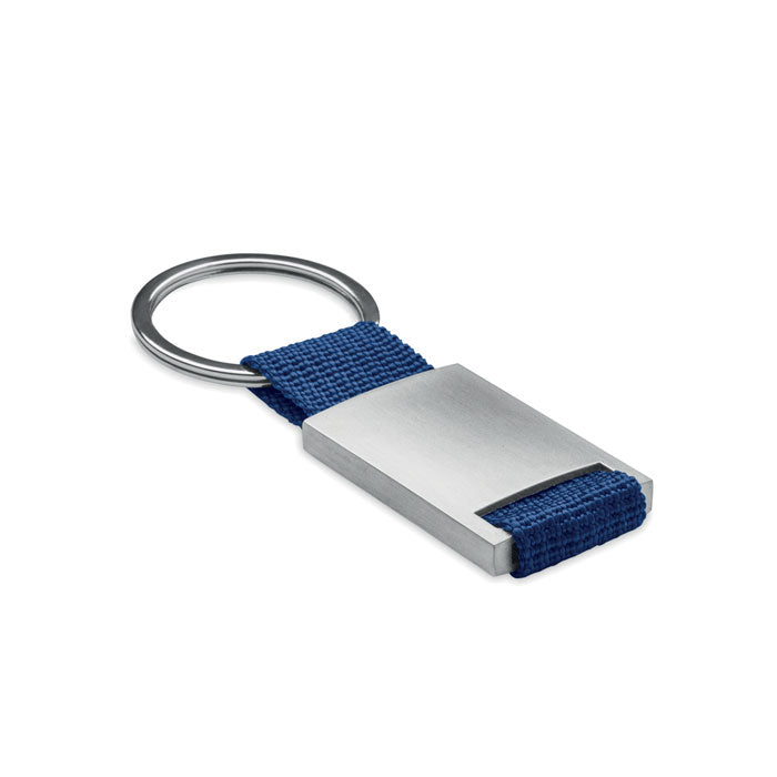 Metalen sleutelhanger, rechthoekig, blauw