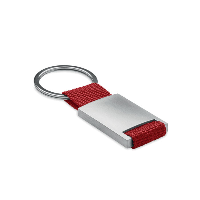 Metalen sleutelhanger, rechthoekig, rood