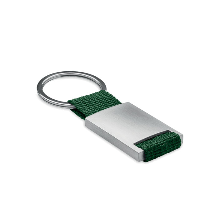 Metalen sleutelhanger, rechthoekig, donker marinegroen