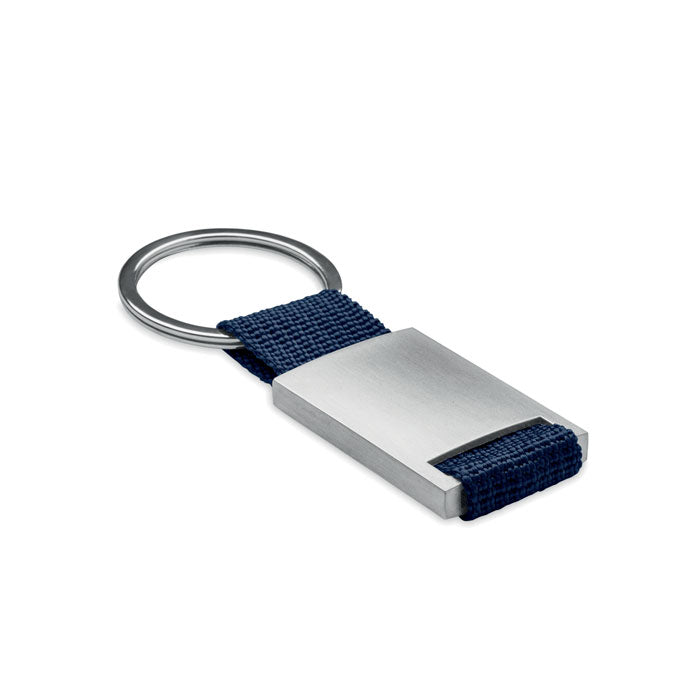 Metalen sleutelhanger, rechthoekig, marineblauw