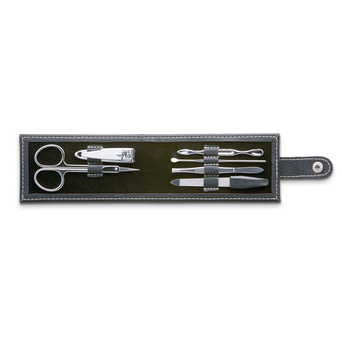 Manicureset van 6 delen in PU etui, zwart