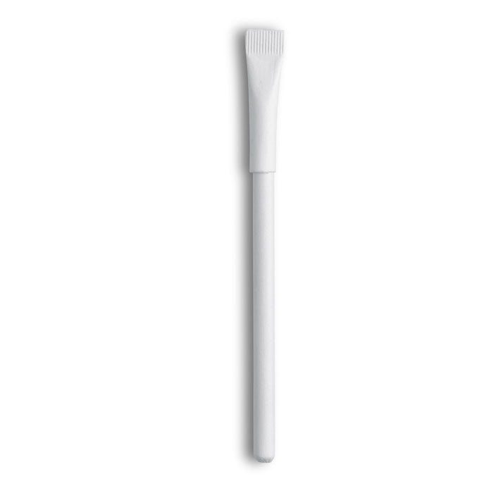 Balpen met dop van gerecycled papier, wit