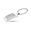 Rechthoekige metalen sleutelhanger, luxe, glanzend zilver