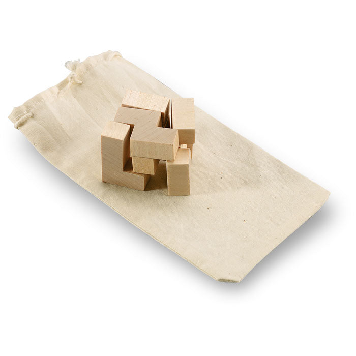 Houten breinbreker in stoffen zakje, hout