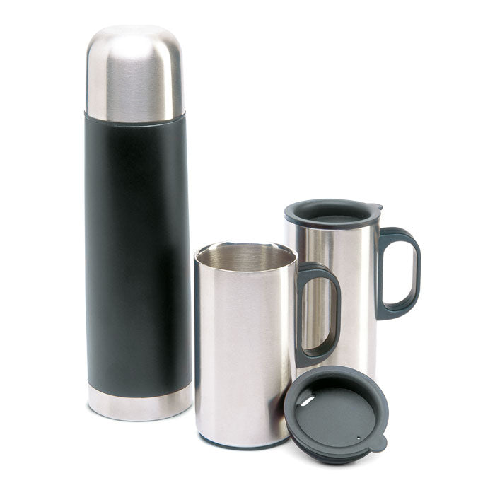 Isoleerfles met twee bekers, 500 ml, zwart