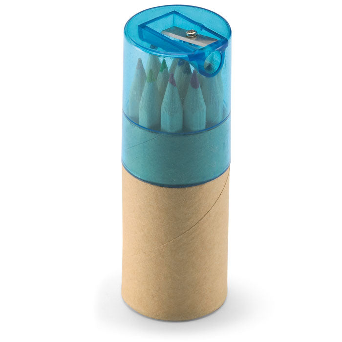 Kleurpotloden, 12 stuks in papieren koker, transparant blauw