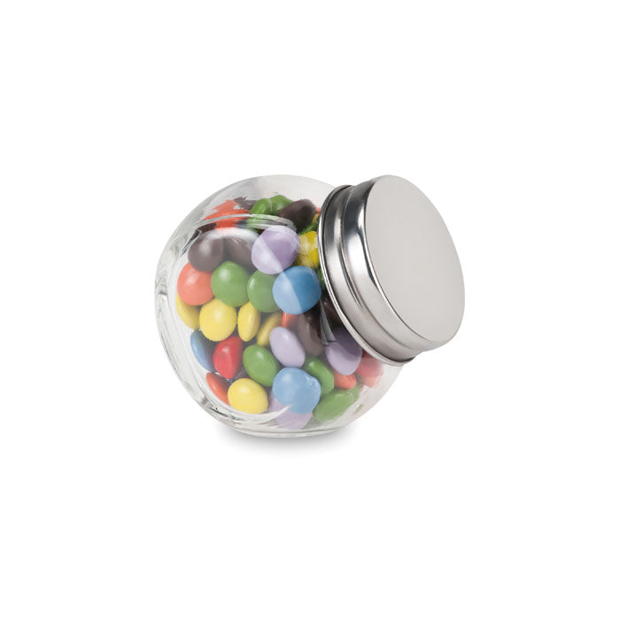 Glazen potje met chocolade, 40 gram, multicolour
