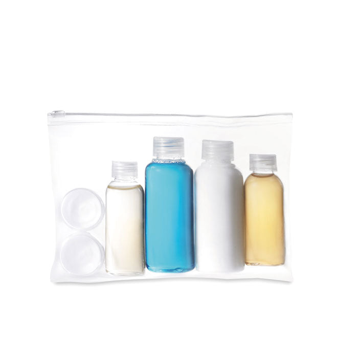 Reissetje met lege flesjes voor handbagage, transparant