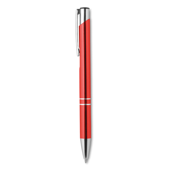 Drukknop balpen van gerecycled aluminium, rood