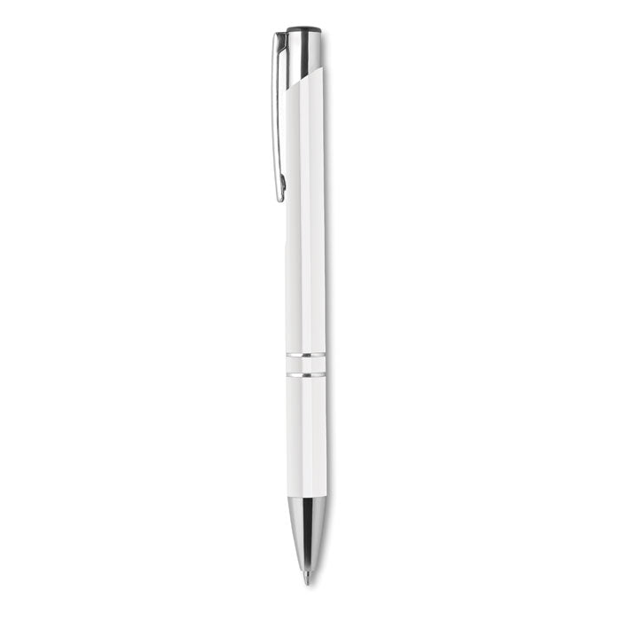 Drukknop balpen van gerecycled aluminium, wit