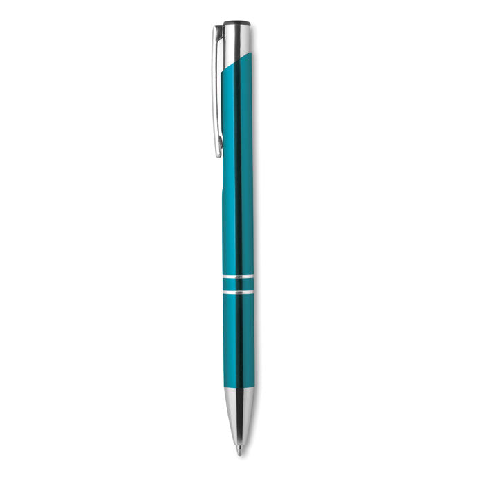 Drukknop balpen van gerecycled aluminium, turquoise