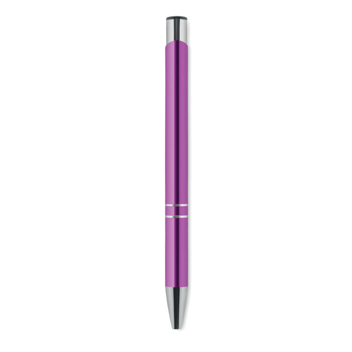 Drukknop balpen van gerecycled aluminium, violet