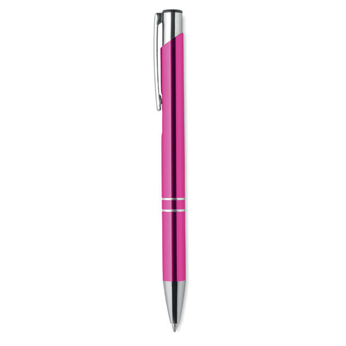 Drukknop balpen van gerecycled aluminium, fuchsia