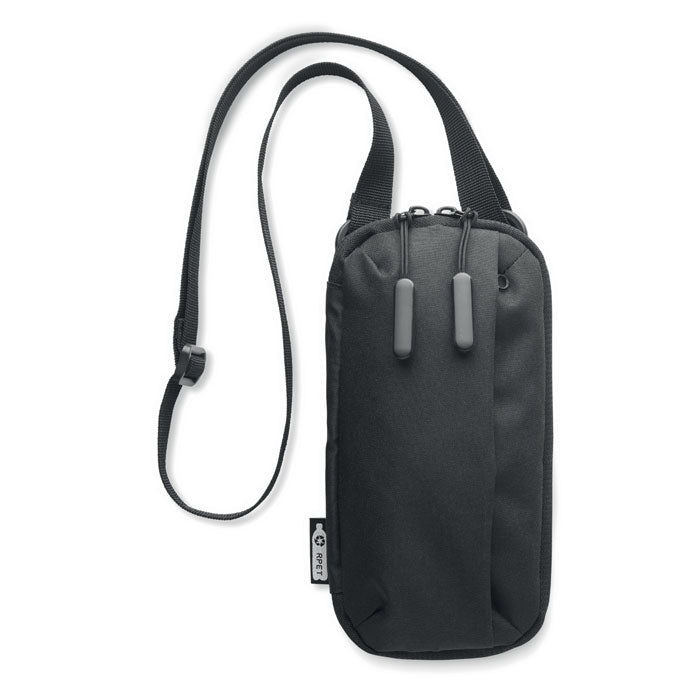 Crossbody telefoontas van gerecycled polyester, zwart