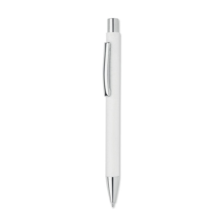 Balpen van gerecycled papier met ijzeren details, wit