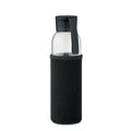 Glazen fles 500 ml in neopreen hoes, zwart