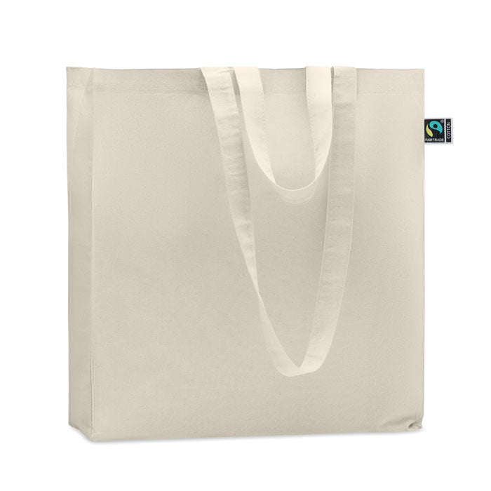 Boodschappentas met lange hengsels, fairtrade katoen, beige