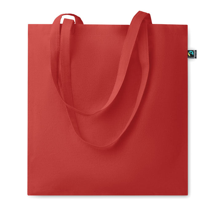 Boodschappentas in kleur, fairtrade katoen, rood