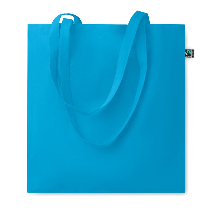 Boodschappentas in kleur, fairtrade katoen, turquoise
