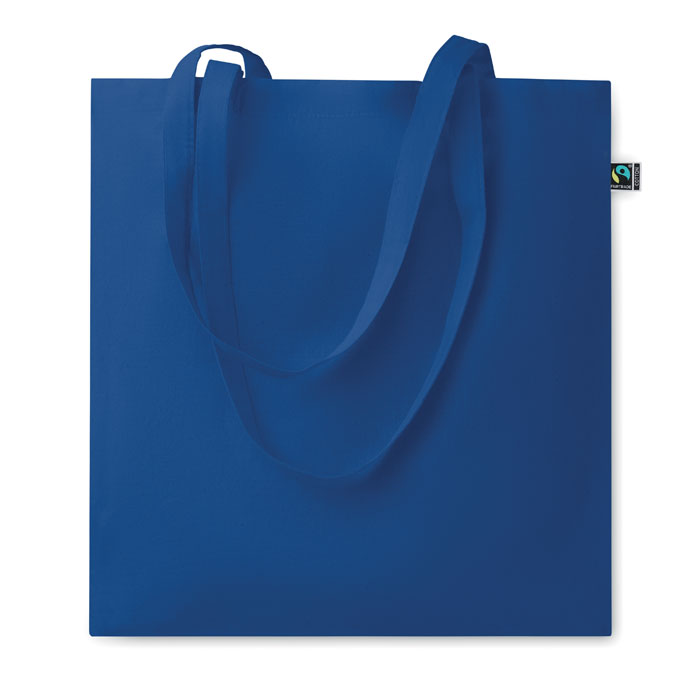 Boodschappentas in kleur, fairtrade katoen, royal blauw