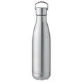 Smalle thermosfles 500 ml met handvatdop, mat zilver