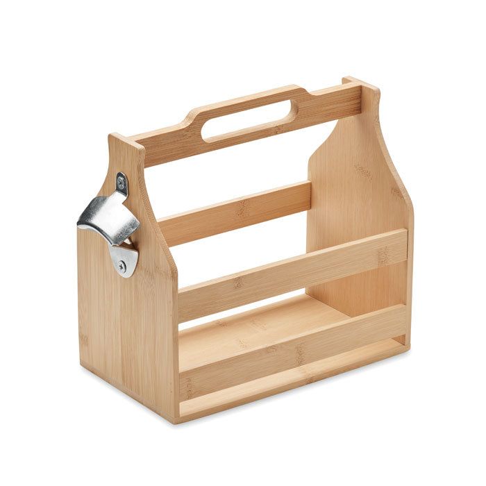Draagkrat van bamboe met flesopener, hout