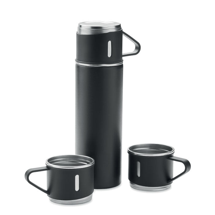 Thermosflesset met twee bekers, 420 ml, zwart
