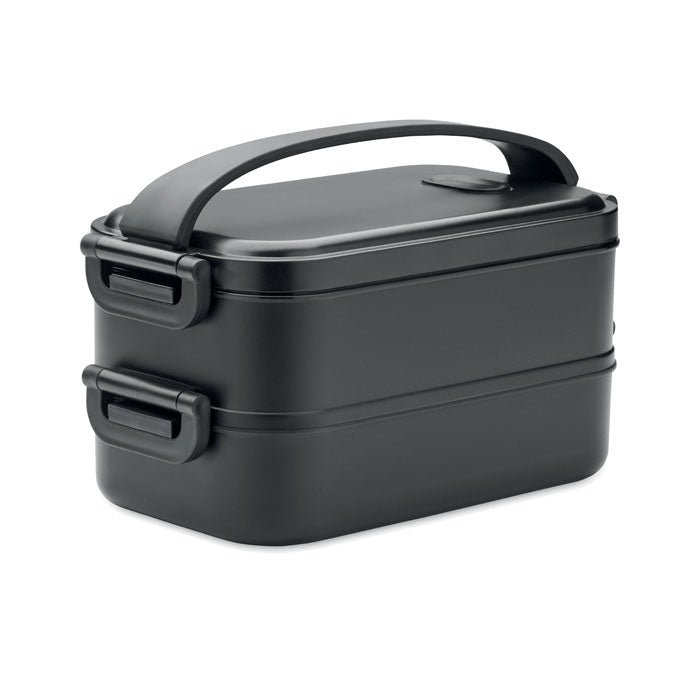 Lunchbox met verdeler en luchtdicht deksel, 850 ml, zwart