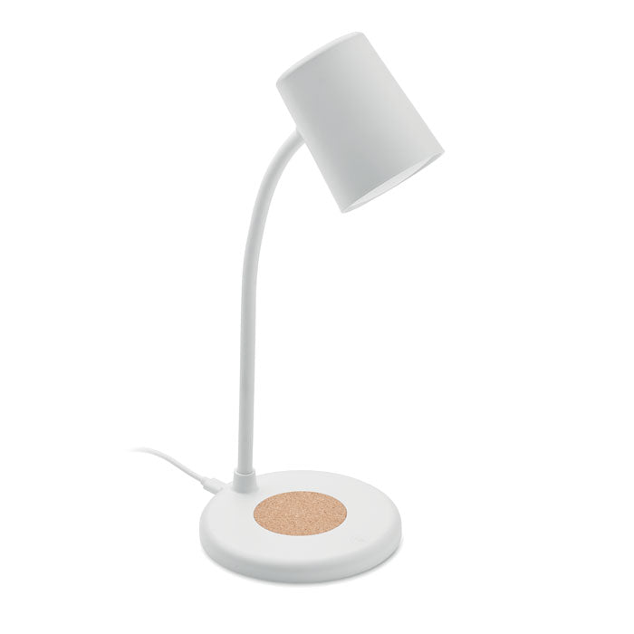 Bureaulamp met draadloze oplader en speaker, wit