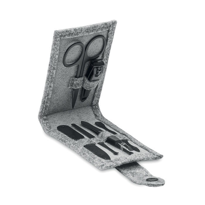 Manicureset in vilten etui, grijs