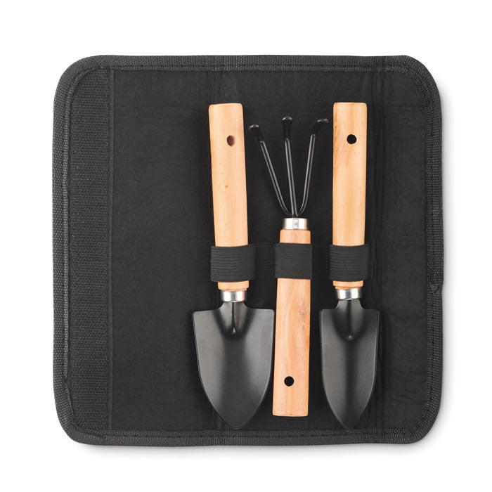Tuingereedschapset in vilten etui, zwart