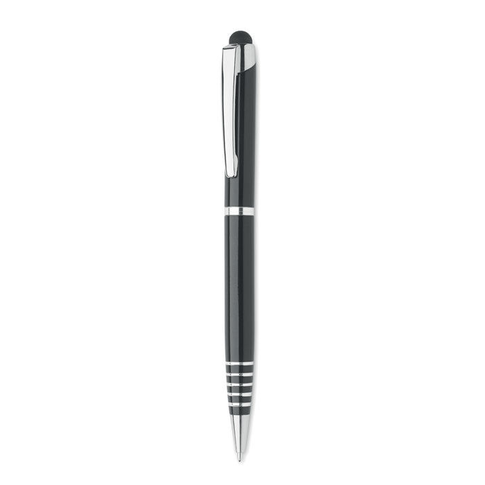 Balpen met stylus, gerecycled aluminium, zwart