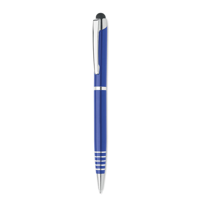 Balpen met stylus, gerecycled aluminium, blauw