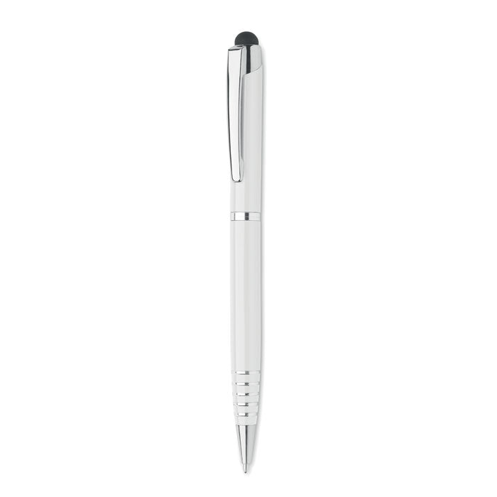 Balpen met stylus, gerecycled aluminium, wit