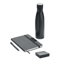 Geschenkset notitieboek, pen en thermosfles, zwart