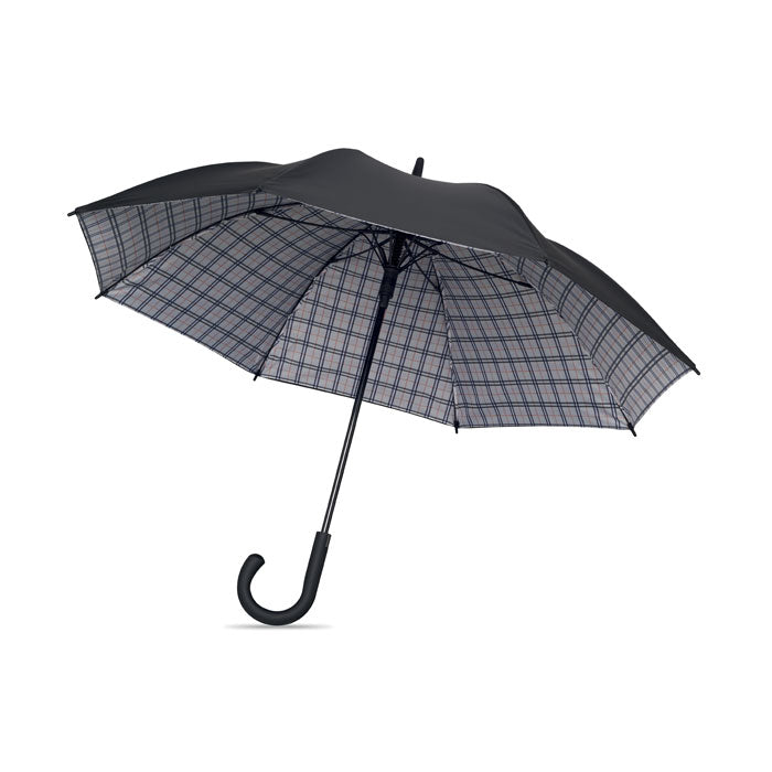 Paraplu 23 inch met geruit binnenpatroon, zwart